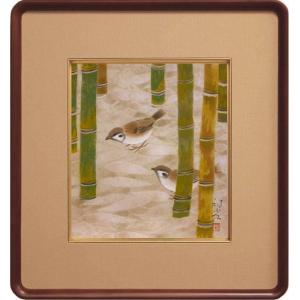 石垣定哉 「 ききょう 」 水彩画 色紙 額装 絵画 肉筆 真筆