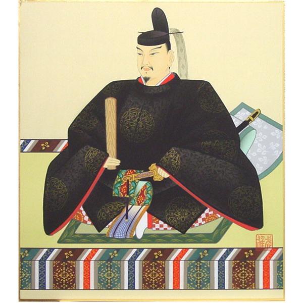 石川武雄　『天神様(菅原道真)』　色紙絵　　絵画 日本画 和風 北陸 節句 合格 男子 学業成就 合...