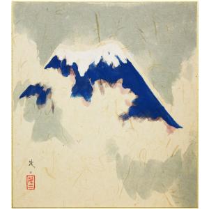 川島正行　水墨山水　四尺五寸（横幅139cm　縦48cm）春の到来　雪解け水 川島正行 『白富士』 色紙絵 : 内田画廊 - 通販 - Yahoo