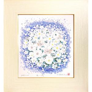 吉岡浩太郎 開運 花 風水 「 紫の花 」 シルクスクリーン版画色紙