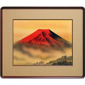 下川立夏「 朱映富嶽 」 日本画 6号 ( F6 ) 絵画 肉筆 手描き