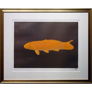富士山　（複製画）　奥村土牛　精進湖 奥村土牛 「 精進湖 」 岩絵具方式 高級複製画 日本画 版画