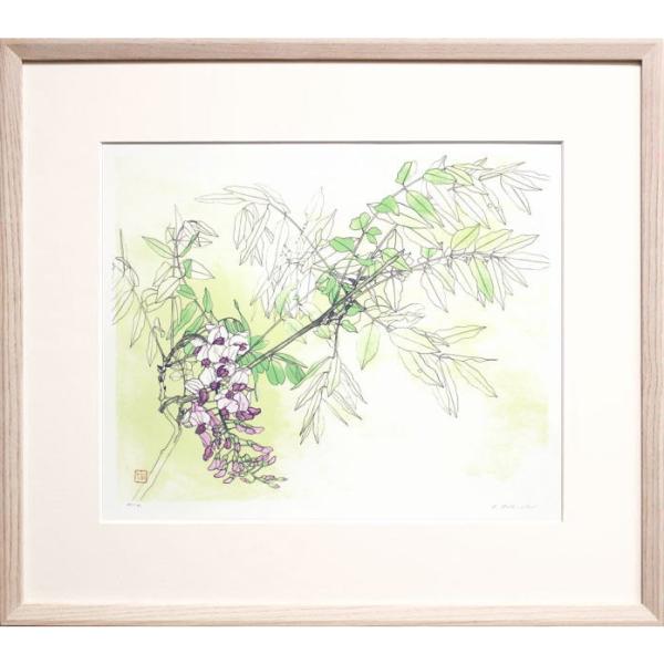 田渕俊夫 「 やまふじ 」 四季六題より オリジナル リトグラフ 石版画　　　　版画 絵画 日本画 ...