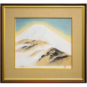 奥村土牛 「 精進湖 」 岩絵具方式 高級複製画 日本画 版画