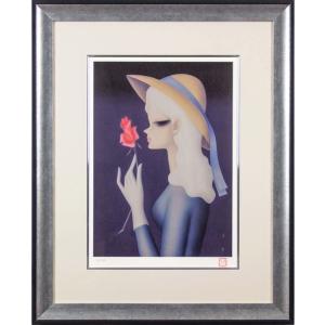 三岸節子 『ピンクの花』 リトグラフ版画 絵画 洋画 花 送料無料 三岸節子 『ピンクの花』 リトグラフ版画 絵画 洋画 花 送料無料