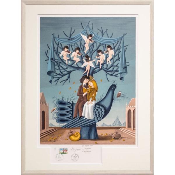 レイモン・ペイネ「  秋のヴァイオリン 」リトグラフ 版画     　  　 絵画 人物 かわいい ...