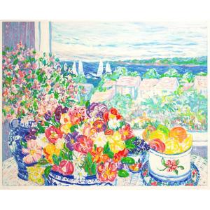 レスリー・セイヤー 「 海の見えるテラスの花 ...の詳細画像1