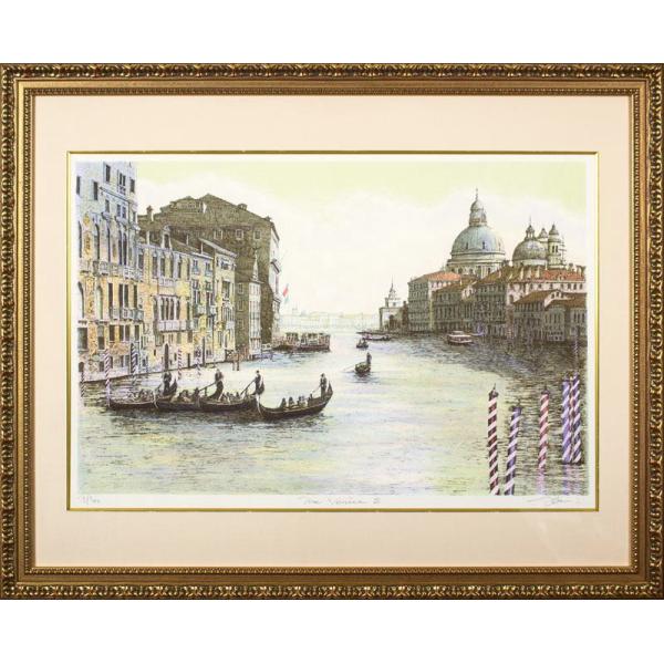 織田義郎「 ヴェニス 」 リトグラフ 版画　　　　　版画 ベニス ベネチア イタリア イタリヤ 運河...