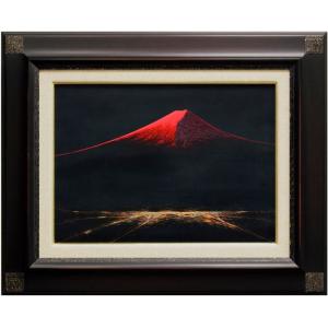 田崎広助 「 朱富士 」( 赤富士 ) 油絵 ・ 油彩画 F0 ( 0号