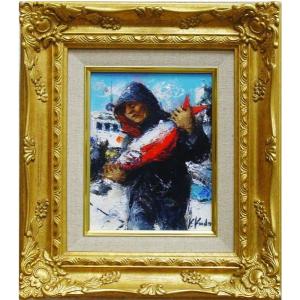 長岡 卓 「 コスモス畑の少女 」油絵 油彩画 F20 ( 20号 ) 絵画 洋画