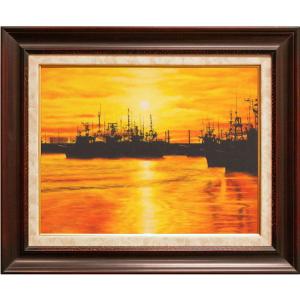 絵画 油絵 朝焼け (谷口春彦) 【肉筆】【油絵】【10号