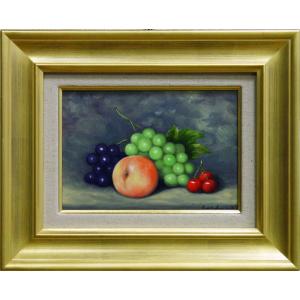 小阪正次 『壺屋徳利とサクランボ』 油絵・油彩画 F3(3号) 絵画 小阪正次 『壺屋徳利とサクランボ』 油絵・油彩画 F3(3号) 絵画