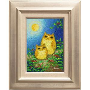 佐野千恵子 白ふくろう 新品未使用 佐野千恵子 「 白ふくろう 」 油絵 ・ 油彩画 SM ( サムホール