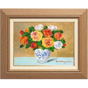 小林幸三 『バラ(薔薇)』(縦) 油絵・油彩画 F6(6号) 絵画 洋画
