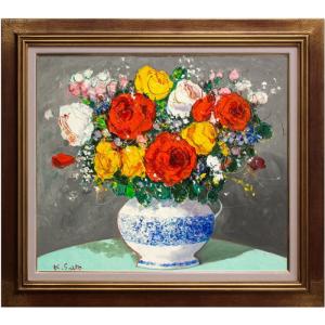 池田秀郎 『ヴァイオリンと花』 油絵・油彩画 F10(10号) 絵画 池田秀郎 『ヴァイオリンと花』 油絵・油彩画 F10(10号) 絵画