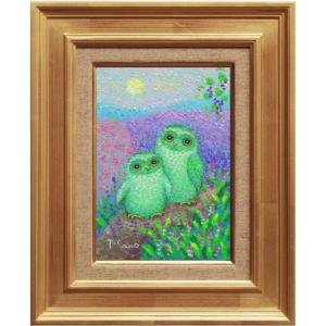 佐野千恵子 白ふくろう 新品未使用 佐野千恵子 「 白ふくろう 」 油絵 ・ 油彩画 WSM ( ダブル