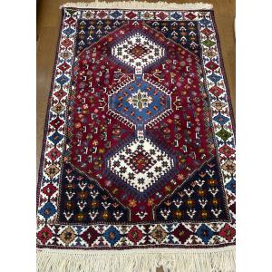 ペルシャ絨毯 ナイン 玄関マット 手織 本物 イラン 60x40cm 9la