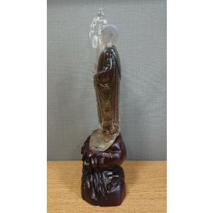 スモキークォーツ 仏像彫刻品 ブラジル産の詳細画像1