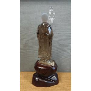 スモキークォーツ 仏像彫刻品 ブラジル産の詳細画像2