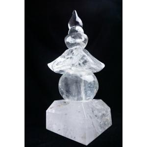 最高グレード水晶　五輪塔 彫刻品
