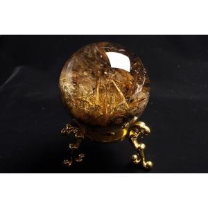 68mm太陽ルチル水晶丸玉　ファイナルグレード++++