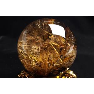 68mm太陽ルチル水晶丸玉 ファイナルグレード...の詳細画像1