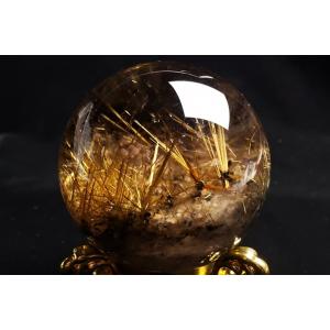 68mm太陽ルチル水晶丸玉 ファイナルグレード...の詳細画像2