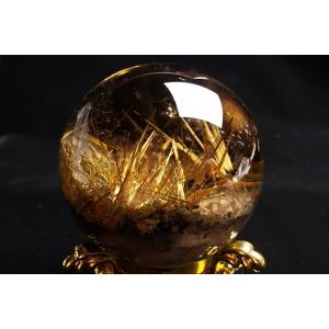 68mm太陽ルチル水晶丸玉 ファイナルグレード...の詳細画像4