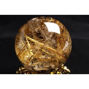 53mm太陽ルチル水晶丸玉 ファイナルグレード...の詳細画像1