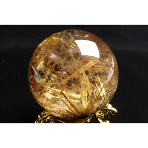 53mm太陽ルチル水晶丸玉 ファイナルグレード...の詳細画像5