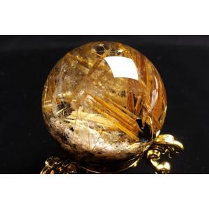 43mm太陽ルチル水晶丸玉 ファイナルグレード...の詳細画像1