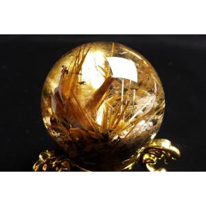 43mm太陽ルチル水晶丸玉 ファイナルグレード...の詳細画像3