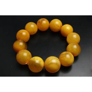 17mmハニーアンバー(蜜蝋琥珀)ブレスレット　プレミアムグレード