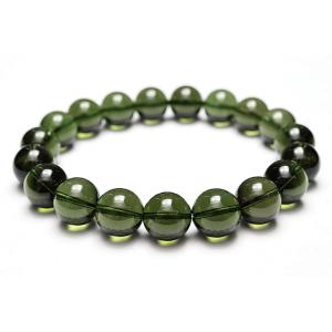 10.8〜10.9mmモルダバイトブレスレット　最高級品　鑑別書付き