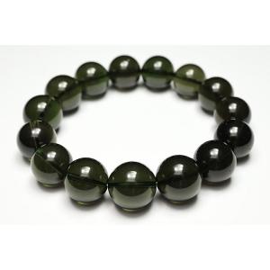 14〜15mmモルダバイトブレスレット　最高級品　鑑別書付き