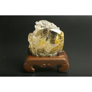 幻のルチル水晶彫刻　金魚