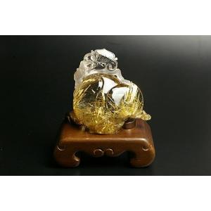 幻のルチル水晶彫刻　桃源郷