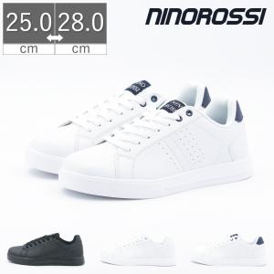 メンズ ニノロッシ NINOROSSI スニーカー  レースアップ コートタイプ 軽量 靴 シューズ FKR2037 ホワイト ブラック