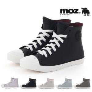 モズ MOZ レディース レインシューズ レインスニーカー 長靴 雨靴 防水 8017 履きやすい ハイカット おしゃれ シンプル 伸びる靴紐