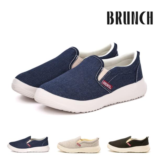 スニーカー スリッポン カジュアルシューズ ブランチ 靴 軽量 幅広 3E ゆったり設計 BRUNC...