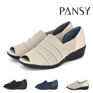 パンジー Pansy レディース カジュアルシューズ オープントゥシューズ 4483 スリッポン サイドゴア 幅広 3E EEE ゆったり ワイド メッシュ