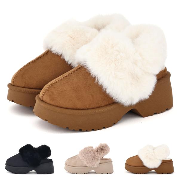 レディース サンダル ファーサンダル バックバンド ムートンサンダル ムートンシューズ 厚底 フェイ...