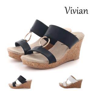 ヴィヴィアン VIVIAN レディース サンダル  ウェッジソール ウェッジサンダル つっかけ 厚底ミュール 8cmヒール リゾート 47102
