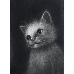 仙北谷和子「夜露」銅版画 カラーメゾチント 額装 さくらんぼ