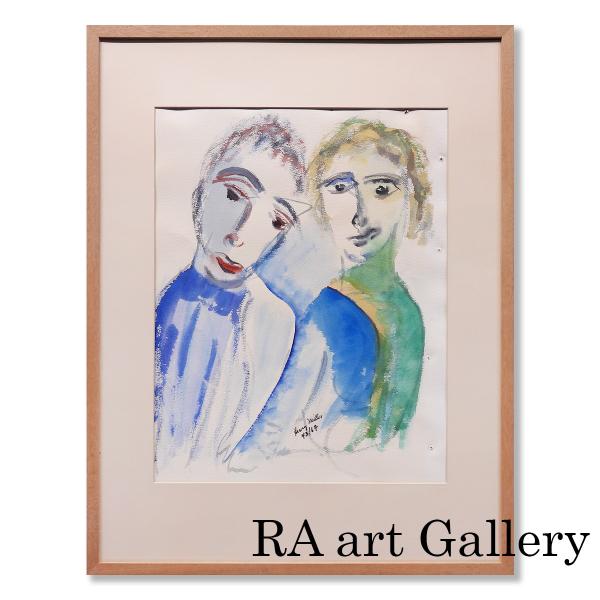 ヘンリー・ミラー 男と女 水彩10号 人物画 原画 展覧会出品作 オリジナル 1点物 伊勢丹 百貨店...