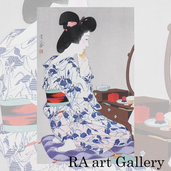 鳥居清忠 あやめゆかた おんな十二題より 人物画 美人画 木版画 浮世絵 女性像 鳥居言人 新版画 ...