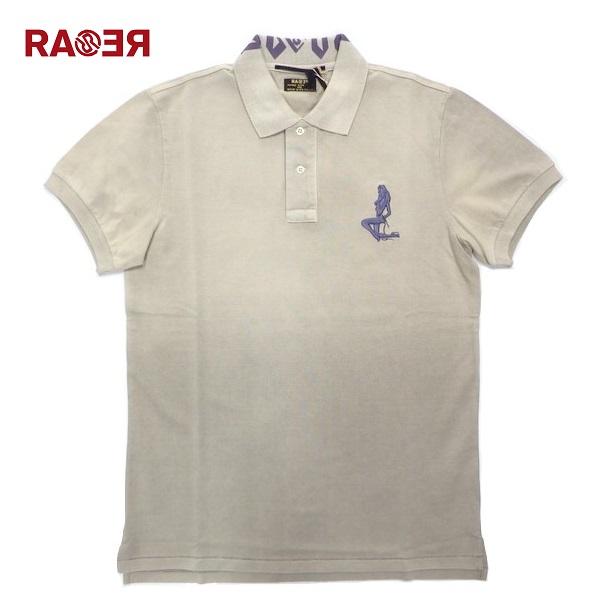 RA-RE(ラーレ) 襟ロゴプリント グラデーションカラー ウォッシュド加工 半袖 ポロシャツ サン...