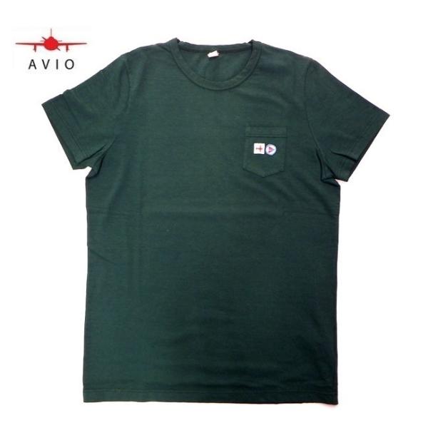 【XL】AVIO(アヴィオ) ヴィンテージ風 胸ポケ 半袖 Tシャツ グリーン