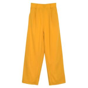 スラックス ストレートパンツ ワイド リラックス ウエストゴム 裏地付 ジョーゼットポンチ クロップド丈 オフィスカジュアル 通勤服