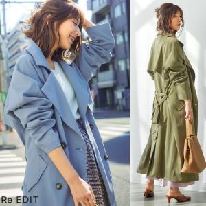 トレンチコート 春アウター ライトアウター ロング丈 オーバ...